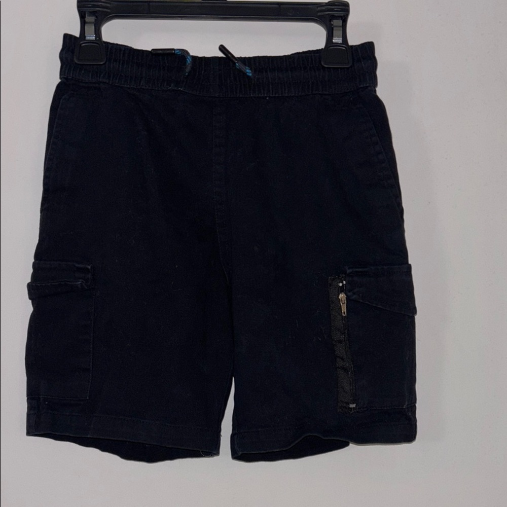 Black Utility Shorts with Elastic Waistband